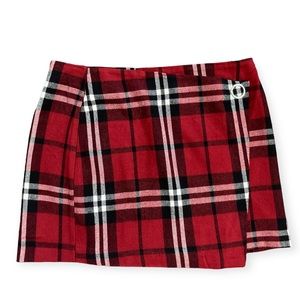 H&M Divided Plaid Mini Skirt Women’s 12 Red Black White